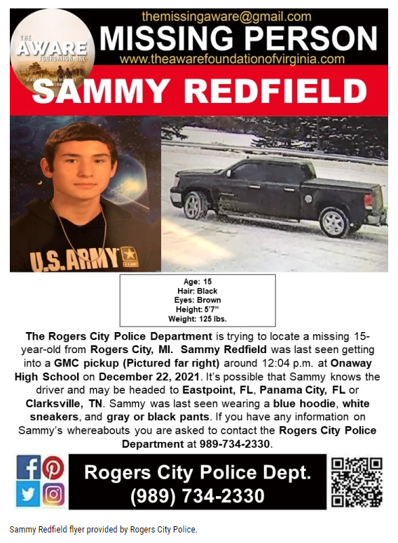 Sammy Redfield Missing 12 27 21
